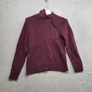 Lauren Ralph Lauren Women Sweater XL Purple Henley Turtleneck Knit Pullover